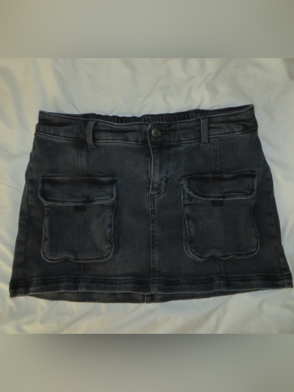 Dark Washed Wild Fable Denim Mini Skirt with Front Flap Pockets
